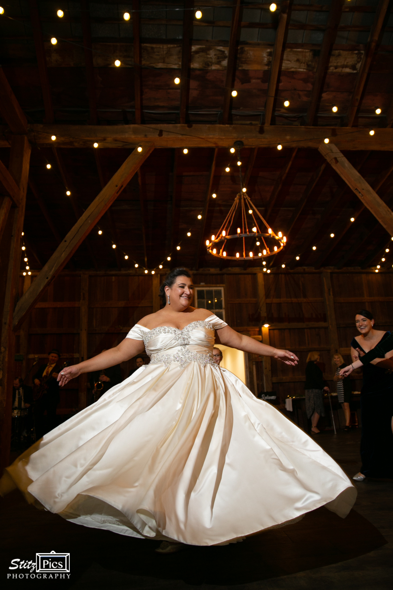 Bride dancing in Bank Barn Bride dancing in Bank Barn