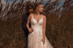 Happy couple in fields