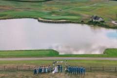 Aerial view - Couple exchanging vows